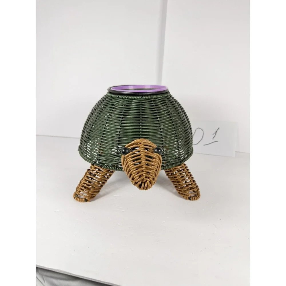 Woven Turtle Planter Holder Decorative Garden Decor